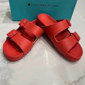 Birkenstock style double buckle sandals slides